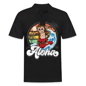 Aloha Hawaiian Hawaiian Surfer Surfing - Men's Polo Shirt - black - Front - Kai (181cm)