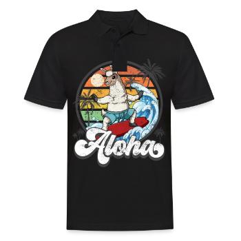 Aloha Hawaiian Hawaiian Surfer Surfing - Men's Polo Shirt - black - Front - Kai (181cm)