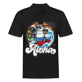 Aloha Hawaiian Hawaiian Surfer Surfing - Men's Polo Shirt - black - Front - Kai (181cm)