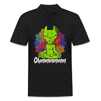 Yoga Ohmmm Namaste - Männer Poloshirt - Schwarz - Vorne - Kai (181cm)
