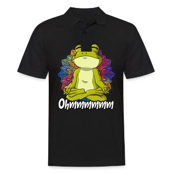 Yoga Ohmmm Namaste - Männer Poloshirt - Schwarz - Vorne - Kai (181cm)