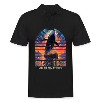 Join the Orca Uprising - Orcageddon: Whale - Männer Poloshirt - Schwarz - Vorne - Kai (181cm)