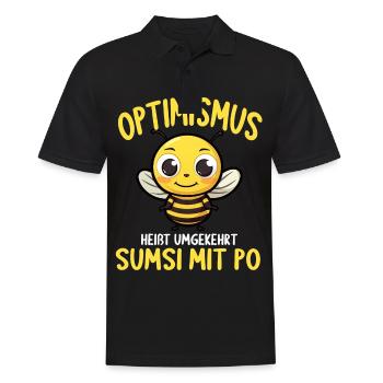Optimismus heißt umgekehrt Sumsi Mit Po - Männer Poloshirt - Schwarz - Vorne - Kai (181cm)