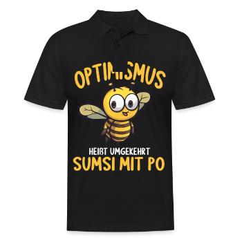 Optimismus heißt umgekehrt Sumsi Mit Po - Männer Poloshirt - Schwarz - Vorne - Kai (181cm)