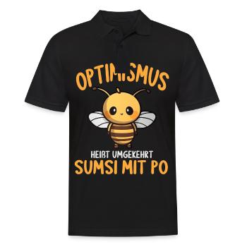 Optimismus heißt umgekehrt Sumsi Mit Po - Männer Poloshirt - Schwarz - Vorne - Kai (181cm)