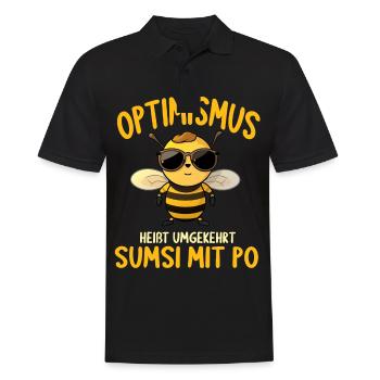 Optimismus heißt umgekehrt Sumsi Mit Po - Männer Poloshirt - Schwarz - Vorne - Kai (181cm)