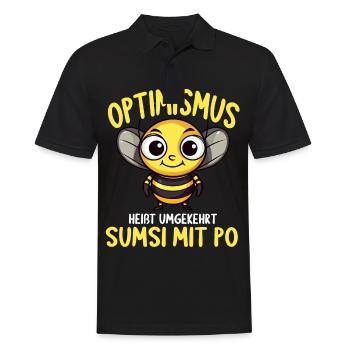 Optimismus heißt umgekehrt Sumsi Mit Po - Männer Poloshirt - Schwarz - Vorne - Kai (181cm)