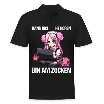 Gaming Konsole PC Zockerin Mädchen Gamer Girl - Männer Poloshirt - Schwarz - Vorne - Kai (181cm)