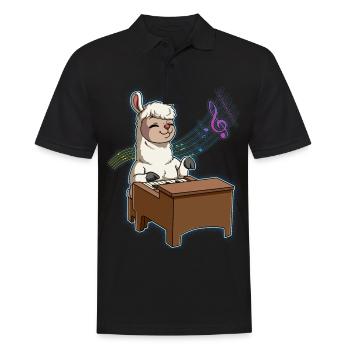 Lama Piano Player - Men's Polo Shirt - black - Front - Kai (181cm)