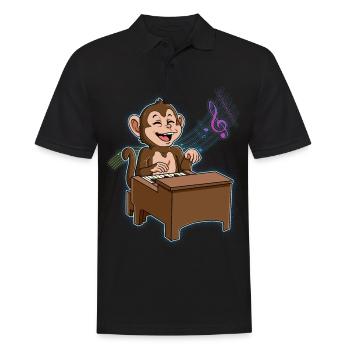 Monkey Piano Player - Men's Polo Shirt - black - Front - Kai (181cm)