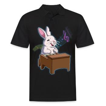 Rabbit Piano Player - Men's Polo Shirt - black - Front - Kai (181cm)