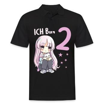 2 Jahre Mädchen Anime Kawaii Katze 2. Geburtstag - Männer Poloshirt - Schwarz - Vorne - Kai (181cm)
