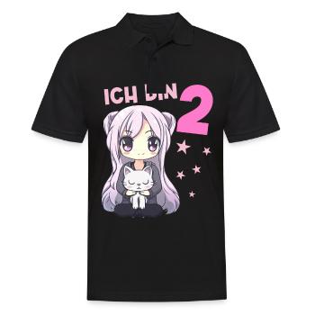 2 Jahre Mädchen Anime Kawaii Katze 2. Geburtstag - Männer Poloshirt - Schwarz - Vorne - Kai (181cm)