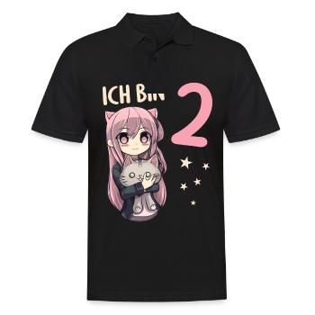 2 Jahre Mädchen Anime Kawaii Katze 2. Geburtstag - Männer Poloshirt - Schwarz - Vorne - Kai (181cm)
