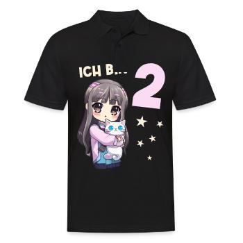2 Jahre Mädchen Anime Kawaii Katze 2. Geburtstag - Männer Poloshirt - Schwarz - Vorne - Kai (181cm)