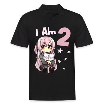 2 Jahre Mädchen Anime Kawaii Katze 2. Geburtstag - Männer Poloshirt - Schwarz - Vorne - Kai (181cm)