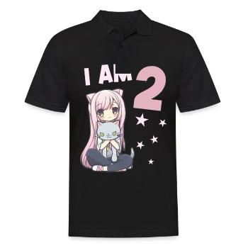 2 Jahre Mädchen Anime Kawaii Katze 2. Geburtstag - Männer Poloshirt - Schwarz - Vorne - Kai (181cm)