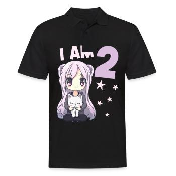 2 Jahre Mädchen Anime Kawaii Katze 2. Geburtstag - Männer Poloshirt - Schwarz - Vorne - Kai (181cm)