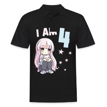 4 ans Fille Anime Kawaii Cat 4ème anniversaire - Polo Homme - noir - Devant - Kai (181cm)