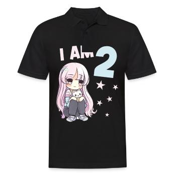 2 Jahre Mädchen Anime Kawaii Katze 2. Geburtstag - Männer Poloshirt - Schwarz - Vorne - Kai (181cm)