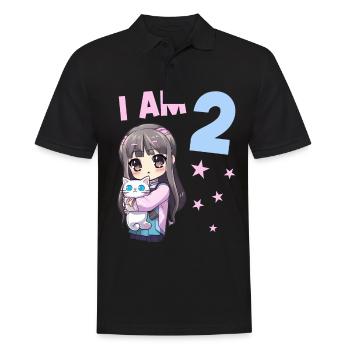 2 Jahre Mädchen Anime Kawaii Katze 2. Geburtstag - Männer Poloshirt - Schwarz - Vorne - Kai (181cm)