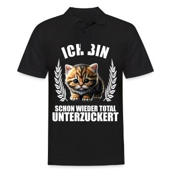 Ich bin schon wieder total unterzuckert Katze - Männer Poloshirt - Schwarz - Vorne - Kai (181cm)