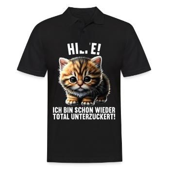 Ich bin schon wieder total unterzuckert Katze - Männer Poloshirt - Schwarz - Vorne - Kai (181cm)