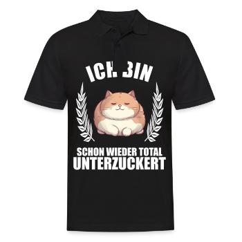 Ich bin schon wieder total unterzuckert Katze - Männer Poloshirt - Schwarz - Vorne - Kai (181cm)