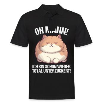 Ich bin schon wieder total unterzuckert Katze - Männer Poloshirt - Schwarz - Vorne - Kai (181cm)
