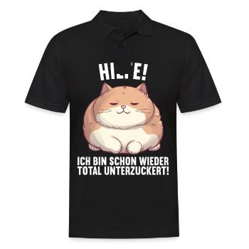 Ich bin schon wieder total unterzuckert Katze - Männer Poloshirt - Schwarz - Vorne - Kai (181cm)