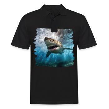 Requins réalistes requin grand requin blanc - Polo Homme - noir - Devant - Kai (181cm)