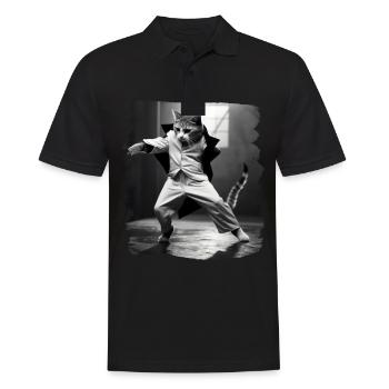 Chats Chat Chat Amoureux Drôles de Chats - Polo Homme - noir - Devant - Kai (181cm)