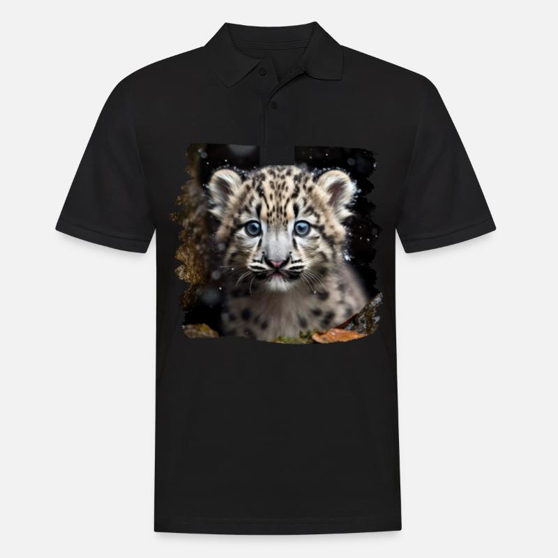 Schneeleoparden Schneeleopard - Männer Poloshirt - Schwarz