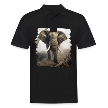 Elephant realistic elephant - Men's Polo Shirt - black - Front - Kai (181cm)