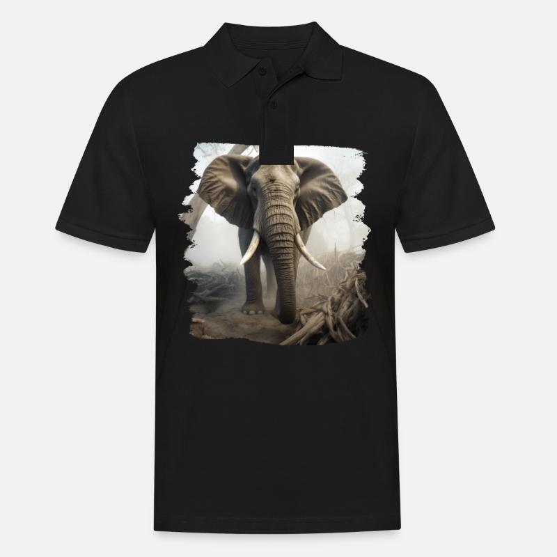 Elephant realistic elephant - Men's Polo Shirt - black