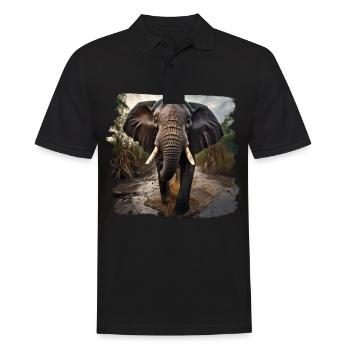 Elephant realistic elephant - Men's Polo Shirt - black - Front - Kai (181cm)