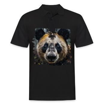 Pandas realistic Panda Großer Panda - Männer Poloshirt - Schwarz - Vorne - Kai (181cm)