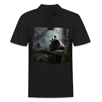 Pandas realistic Panda Großer Panda - Männer Poloshirt - Schwarz - Vorne - Kai (181cm)