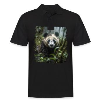 Pandas realistic Panda Großer Panda - Männer Poloshirt - Schwarz - Vorne - Kai (181cm)