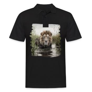 Löwen realistic Löwe - Männer Poloshirt - Schwarz - Vorne - Kai (181cm)