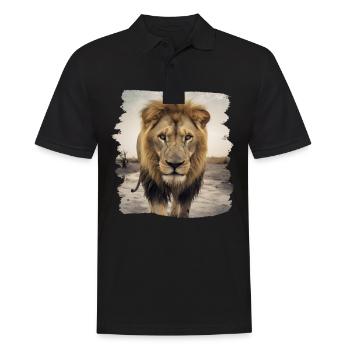 Löwen realistic Löwe - Männer Poloshirt - Schwarz - Vorne - Kai (181cm)