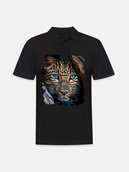 Leoparden Leoparde realistic Leopard - Männer Poloshirt - Schwarz