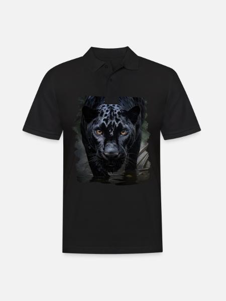 schwarzer Panther realistic Panther - Männer Poloshirt - Schwarz