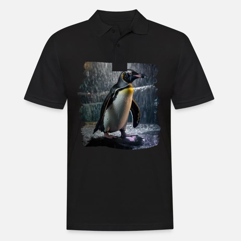 Pinguine realistic Pinguin - Männer Poloshirt - Schwarz
