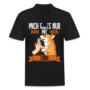 Mich Gibts Nur Mit Corgi - Männer Poloshirt - Schwarz - Vorne - Kai (181cm)