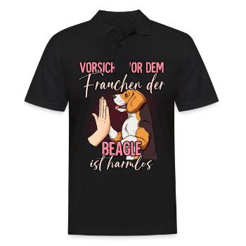 Vorsicht vor dem Frauchen Beagle - Männer Poloshirt - Schwarz - Vorne - Kai (181cm)