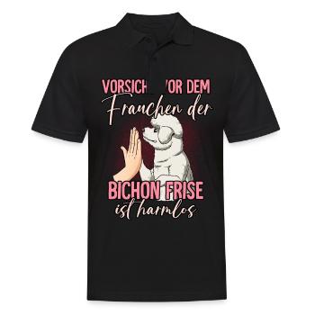 Vorsicht vor dem Frauchen Bichon Frise - Männer Poloshirt - Schwarz - Vorne - Kai (181cm)