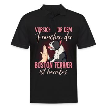Vorsicht vor dem Frauchen Boston Terrier - Männer Poloshirt - Schwarz - Vorne - Kai (181cm)