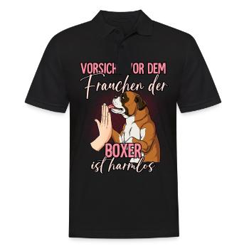 Vorsicht vor dem Frauchen Boxer - Männer Poloshirt - Schwarz - Vorne - Kai (181cm)