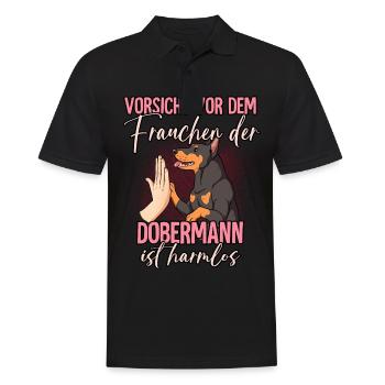 Vorsicht vor dem Frauchen Dobermann - Männer Poloshirt - Schwarz - Vorne - Kai (181cm)